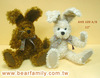 小熊家族 手工絨毛玩具 咖啡兔與米白色兔 填充玩具 禮品