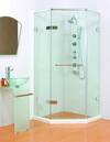 乾溼分離淋浴拉門「無框式 / 五角型單開門淋浴門」強化玻璃8mm