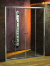 乾溼分離淋浴拉門「時尚簡框式/橫拉型一字四門淋浴門」強化玻璃6mm